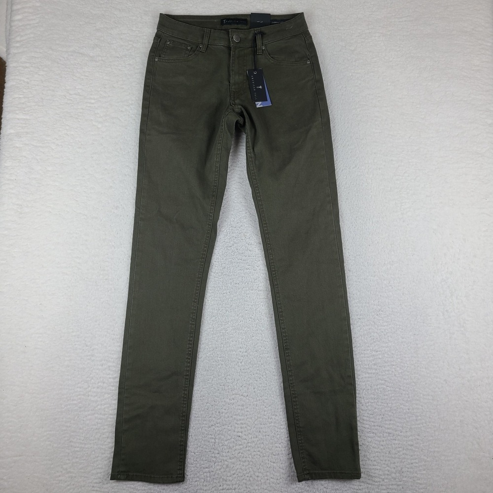 American Tall Jeans Mens 28x36 Olive Green Carman Tapered‎ Fit Denim NEW